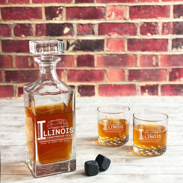 Northern Illinois Airstream Club Logo Whiskey Glass - In Context