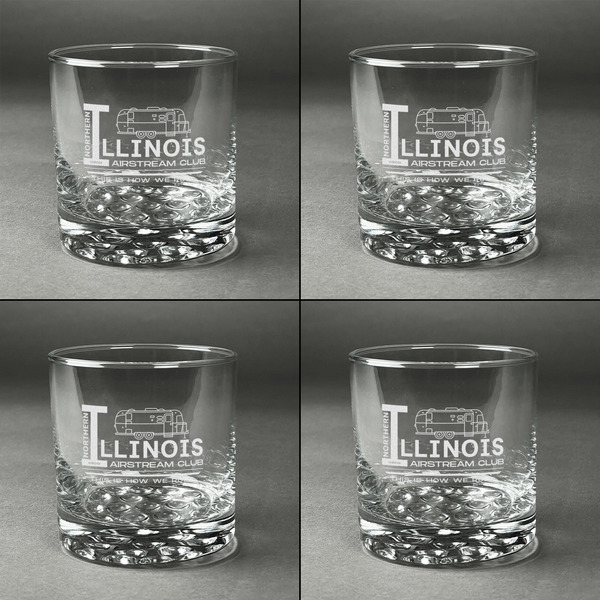Northern Illinois Airstream Club Logo Whiskey Glasses - Set of 4 - Front