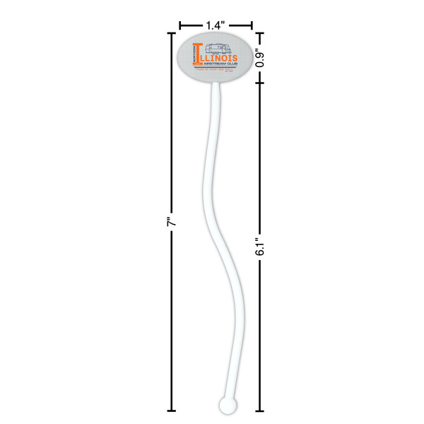 Northern Illinois Airstream Club Logo White Plastic 7" Stir Stick - Oval - Dimensions