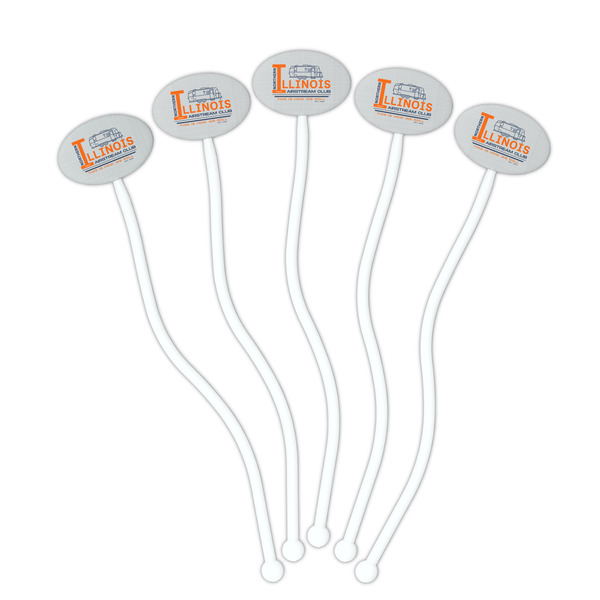 Northern Illinois Airstream Club Logo White Plastic 7" Stir Stick - Oval - Fan