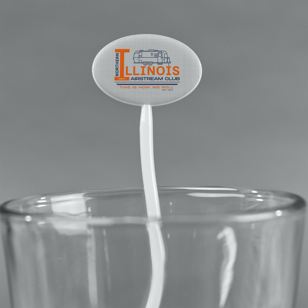 Northern Illinois Airstream Club Logo White Plastic 7" Stir Stick - Oval - Main