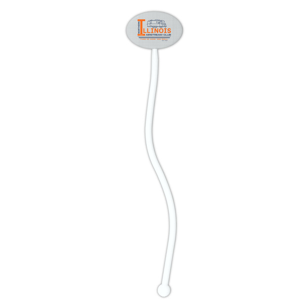 Northern Illinois Airstream Club Logo White Plastic 7" Stir Stick - Oval - Single Stick