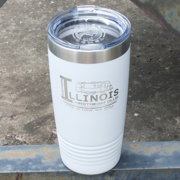 Northern Illinois Airstream Club Logo White Polar Camel Tumbler - 20oz - Angled