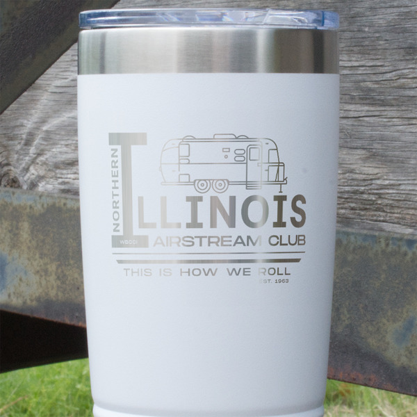 Northern Illinois Airstream Club Logo White Polar Camel Tumbler - 20oz - Close Up
