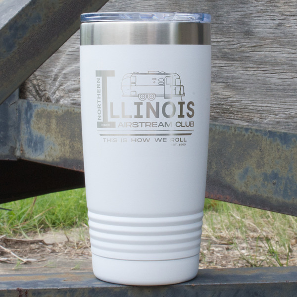 Custom Northern Illinois Airstream Club Logo 20 oz Stainless Steel Tumbler - White - Single-Sided