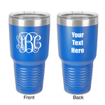 Interlocking Monogram 30 oz Stainless Steel Tumbler - Royal Blue - Double-Sided (Personalized)