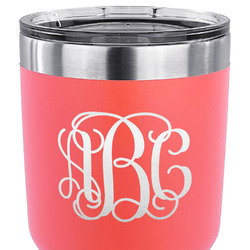 Interlocking Monogram 30 oz Stainless Steel Tumbler - Coral - Double Sided (Personalized)