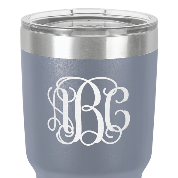 Interlocking Monogram 30 oz Stainless Steel Ringneck Tumbler - Grey - Close Up