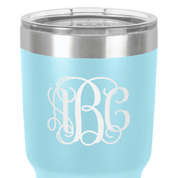 Interlocking Monogram 30 oz Stainless Steel Tumbler - Teal - Double-Sided (Personalized)