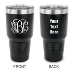 Interlocking Monogram 30 oz Stainless Steel Tumbler - Black - Double Sided (Personalized)