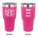 Interlocking Monogram 30 oz Stainless Steel Tumbler - Pink - Double Sided (Personalized)