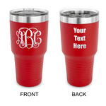 Interlocking Monogram 30 oz Stainless Steel Tumbler - Red - Double Sided (Personalized)