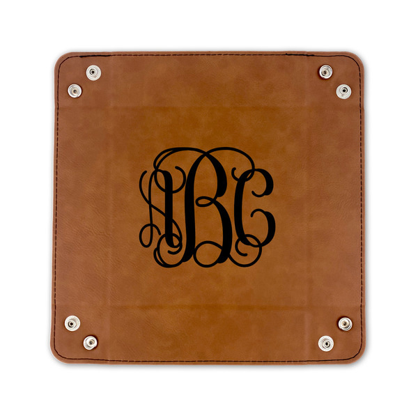 Interlocking Monogram 6" x 6" Leatherette Snap Up Tray - FLAT FRONT