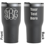 Interlocking Monogram RTIC Tumbler - Black - Engraved Front & Back (Personalized)