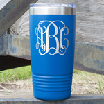 Interlocking Monogram 20 oz Stainless Steel Tumbler - Royal Blue - Single Sided (Personalized)