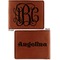 Interlocking Monogram Cognac Leatherette Bifold Wallets - Front and Back