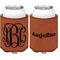 Interlocking Monogram Cognac Leatherette Can Sleeve - Double Sided Front and Back