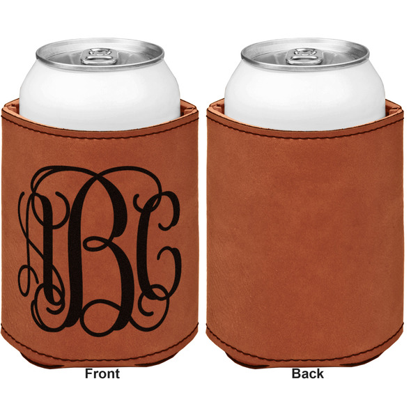 Interlocking Monogram Cognac Leatherette Can Sleeve - Single Sided Front and Back
