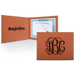 Interlocking Monogram Leatherette Certificate Holder - Front and Inside (Personalized)