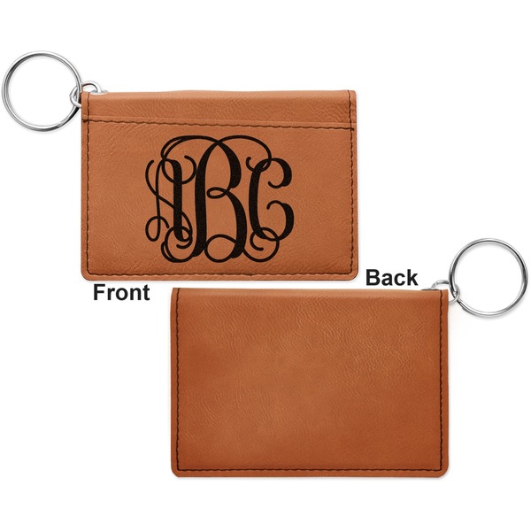 Interlocking Monogram Cognac Leatherette Keychain ID Holders - Front Apvl
