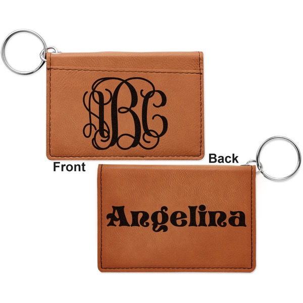 Interlocking Monogram Cognac Leatherette Keychain ID Holders - Front and Back Apvl