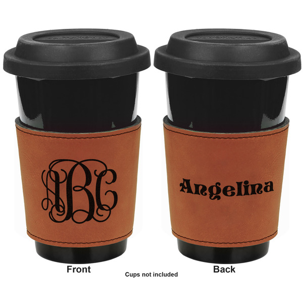 Interlocking Monogram Cognac Leatherette Mug Sleeve - Double Sided Approval