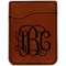 Interlocking Monogram Cognac Leatherette Phone Wallet close up