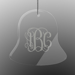 Interlocking Monogram Engraved Glass Ornament - Bell (Personalized)