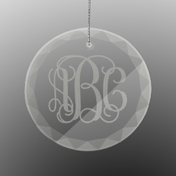 Interlocking Monogram Engraved Glass Ornament - Round (Personalized)