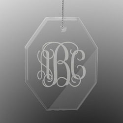 Interlocking Monogram Engraved Glass Ornament - Octagon (Personalized)