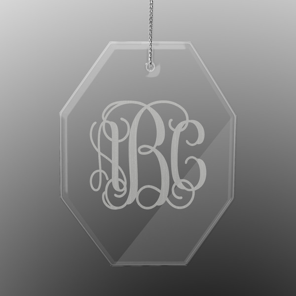 Custom Interlocking Monogram Engraved Glass Ornament - Octagon (Personalized)