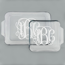 Interlocking Monogram Set of Glass Baking & Cake Dish - 13in x 9in & 8in x 8in (Personalized)