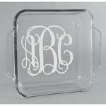 Interlocking Monogram Glass Cake Dish - 8in x 8in (Personalized)
