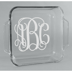 Interlocking Monogram Glass Cake Dish - 8in x 8in (Personalized)