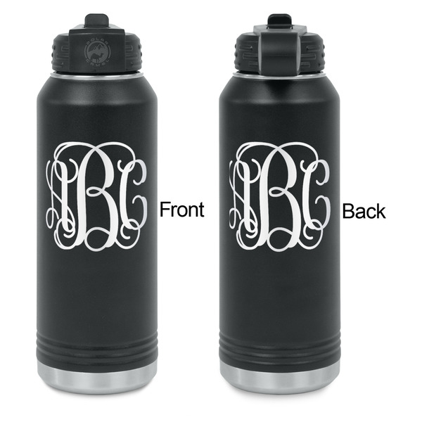 Interlocking Monogram Laser Engraved Water Bottles - Front & Back Engraving - Front & Back View