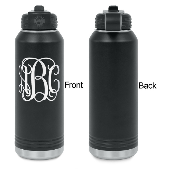 Interlocking Monogram Laser Engraved Water Bottles - Front Engraving - Front & Back View