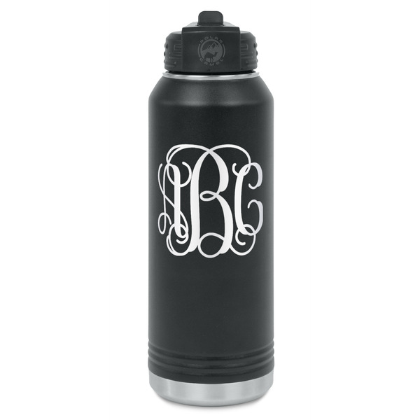 Custom Interlocking Monogram Water Bottle - Laser Engraved - Front (Personalized)