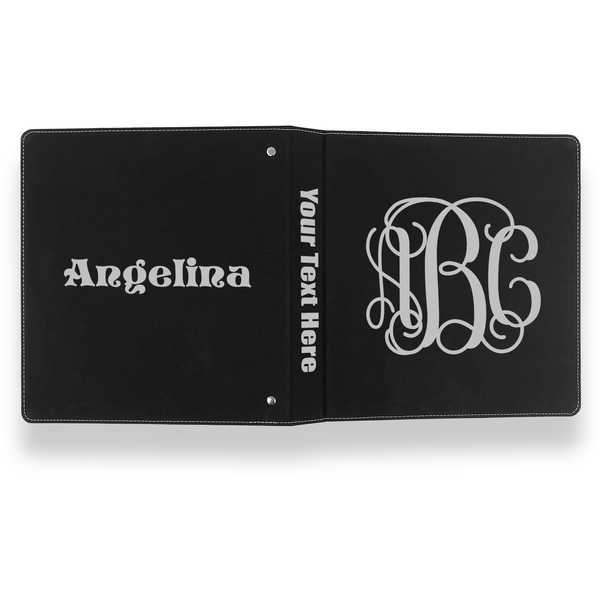 Interlocking Monogram Leather Binder - 1" - Black- Back Spine Front View