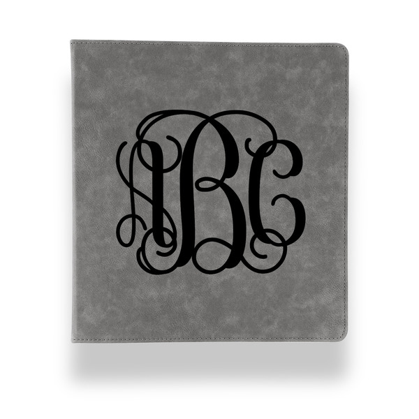 Custom Interlocking Monogram Leather Binder - 1" - Grey (Personalized)