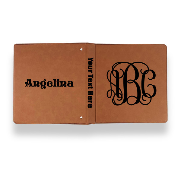 Interlocking Monogram Leather Binder - 1" - Rawhide - Back Spine Front View