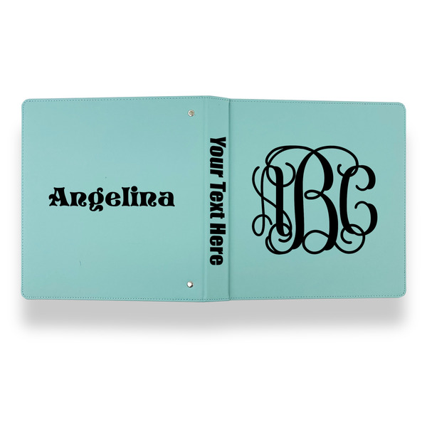 Interlocking Monogram Leather Binder - 1" - Teal - Back Spine Front View