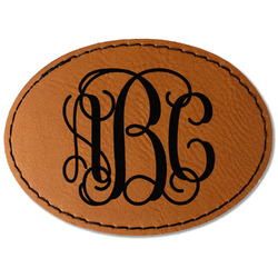 Interlocking Monogram Faux Leather Iron On Patch - Oval (Personalized)