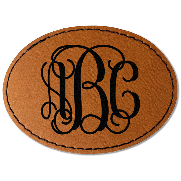 Custom Interlocking Monogram Faux Leather Iron On Patch - Oval (Personalized)