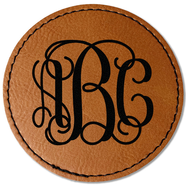 Custom Interlocking Monogram Faux Leather Iron On Patch - Round (Personalized)