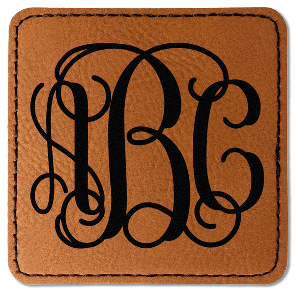 Custom Interlocking Monogram Faux Leather Iron On Patch - Square (Personalized)