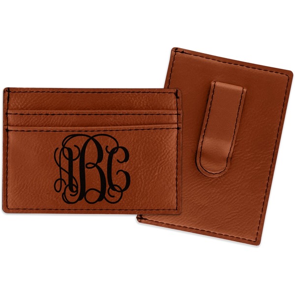 Custom Interlocking Monogram Leatherette Wallet with Money Clip (Personalized)