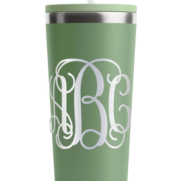 Interlocking Monogram Light Green RTIC Everyday Tumbler - 28 oz. - Close Up