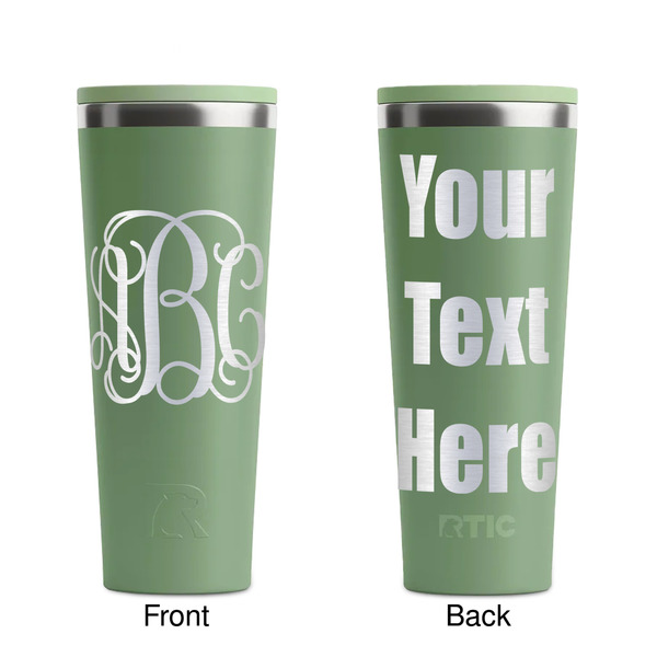 Interlocking Monogram Light Green RTIC Everyday Tumbler - 28 oz. - Front and Back