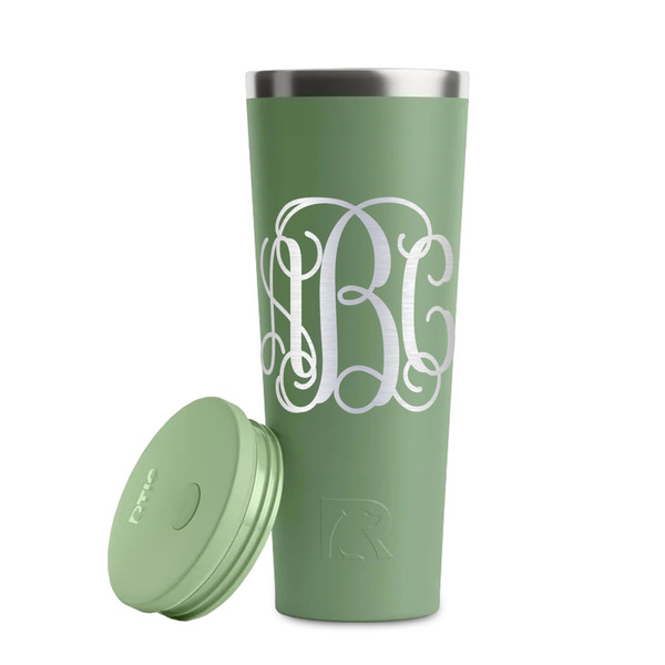 Interlocking Monogram Light Green RTIC Everyday Tumbler - 28 oz. - Lid Off