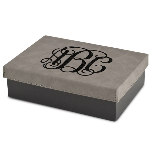 Custom Interlocking Monogram Gift Boxes w/ Engraved Leather Lid (Personalized)